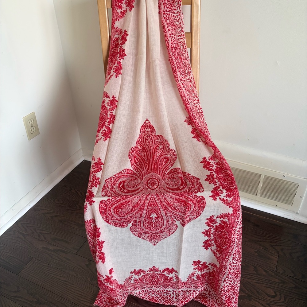 100% cashmere scarfs /shawl Red and White Patterned Scarf